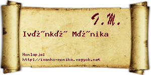 Ivánkó Mónika névjegykártya